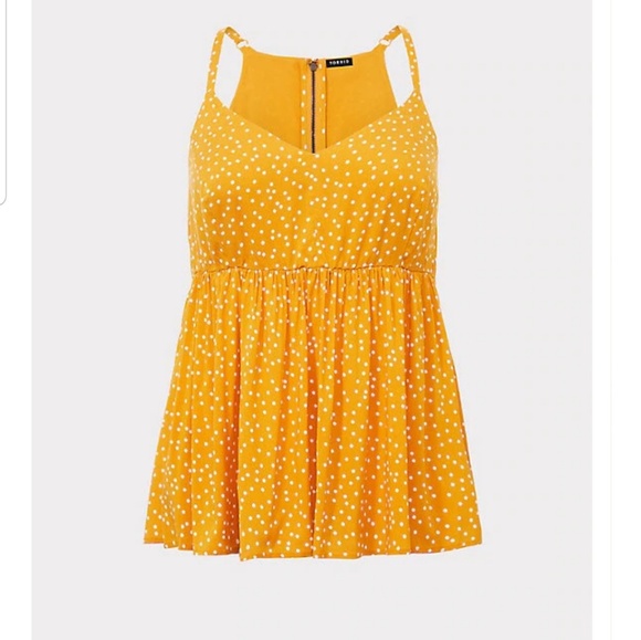 torrid Tops - Yellow Polka Dot Peplum Top
